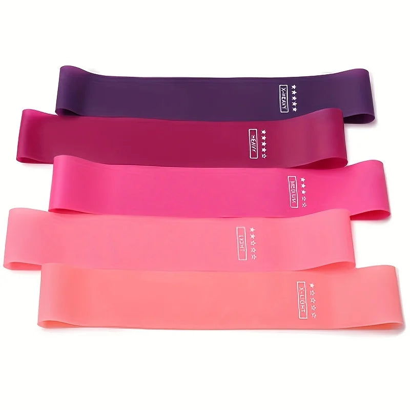 5 PC Gradient Resistance Strap Silicone Stretch Strap Fitness Arm up Squat Stretch Strap Yoga Pull Strap