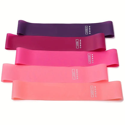 5 PC Gradient Resistance Strap Silicone Stretch Strap Fitness Arm up Squat Stretch Strap Yoga Pull Strap