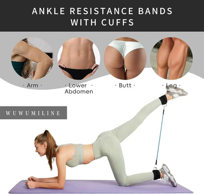TPE Resistance Bands Ankle Straps Fitness Set D-Ring Support Ankle Cuffs Yoga Gym Equipment Guard Leg Strength Safety Extensions